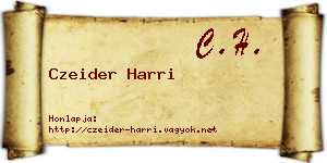 Czeider Harri névjegykártya